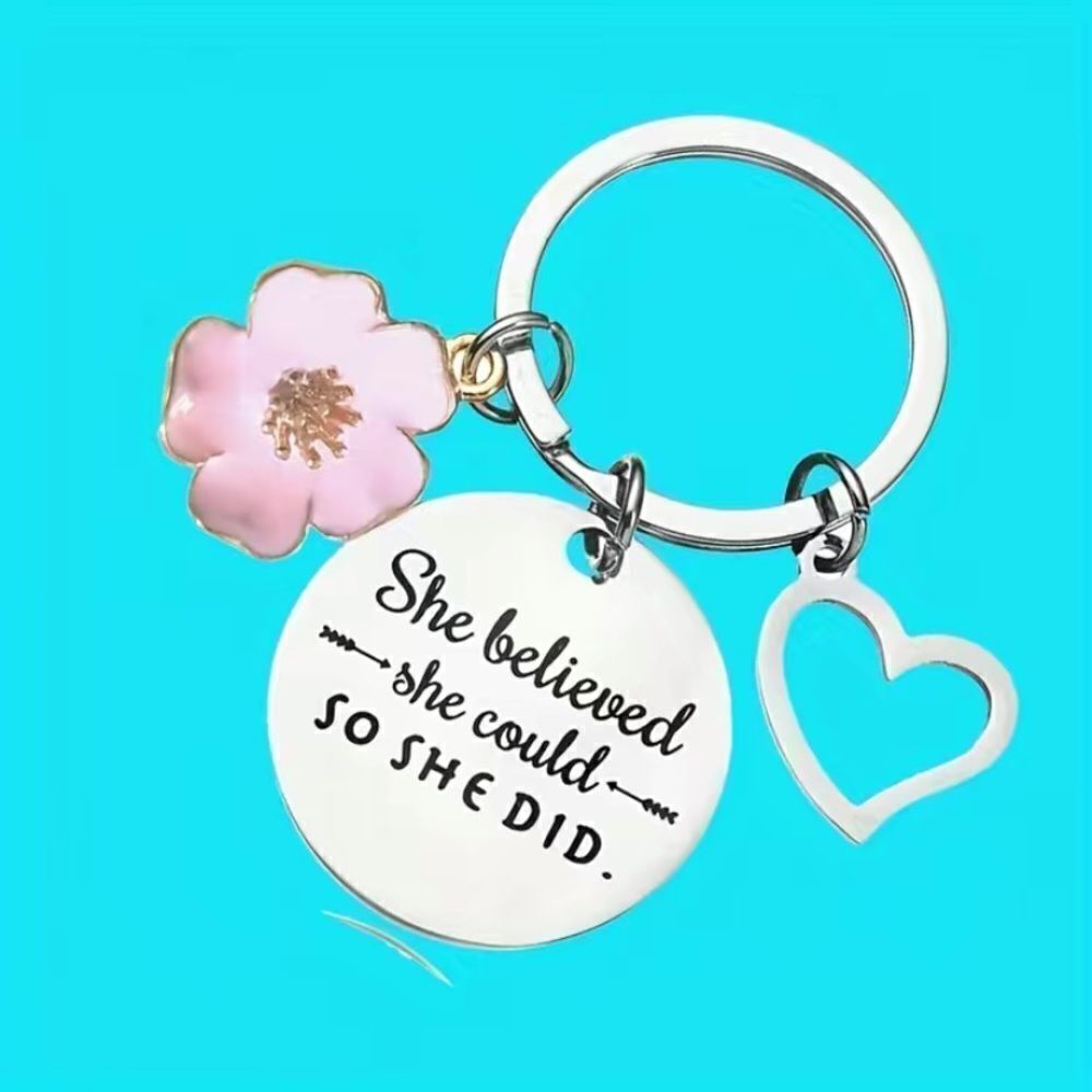 🌸 She Believed She Could So She Did Bag Charm Keychain 🌸
